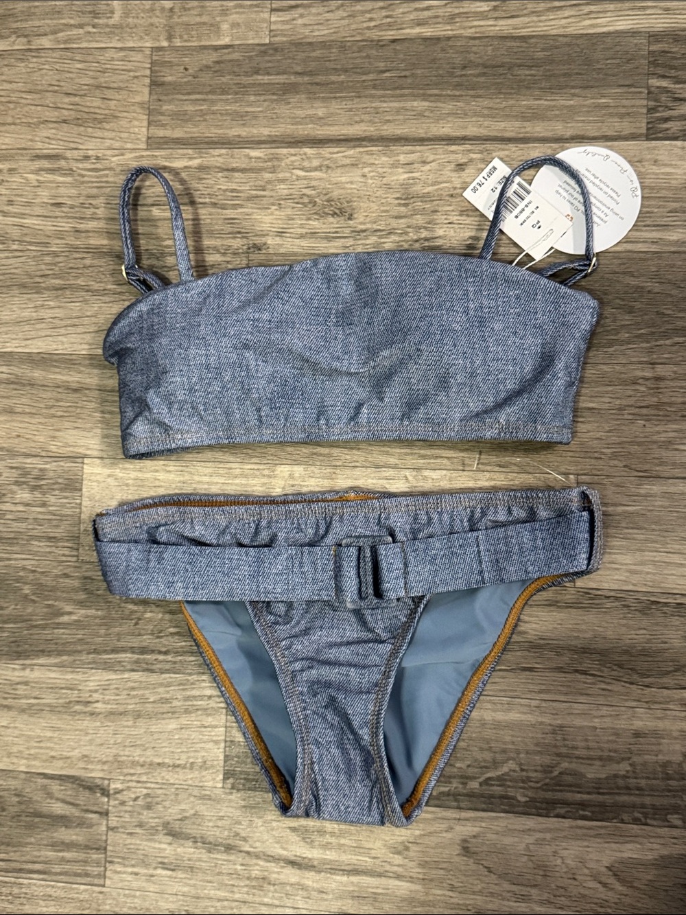 NWT PQ Girls Indie Sky Belted Bikini set girls sz 12